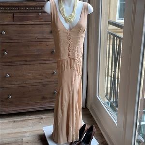 Gorgeous nude DKNY silk midi or maxi dress